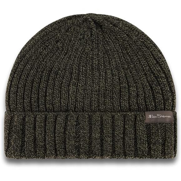 Ben Sherman Rib Knitted Mens Hats Cuffed Winter Hat with Fur Lining